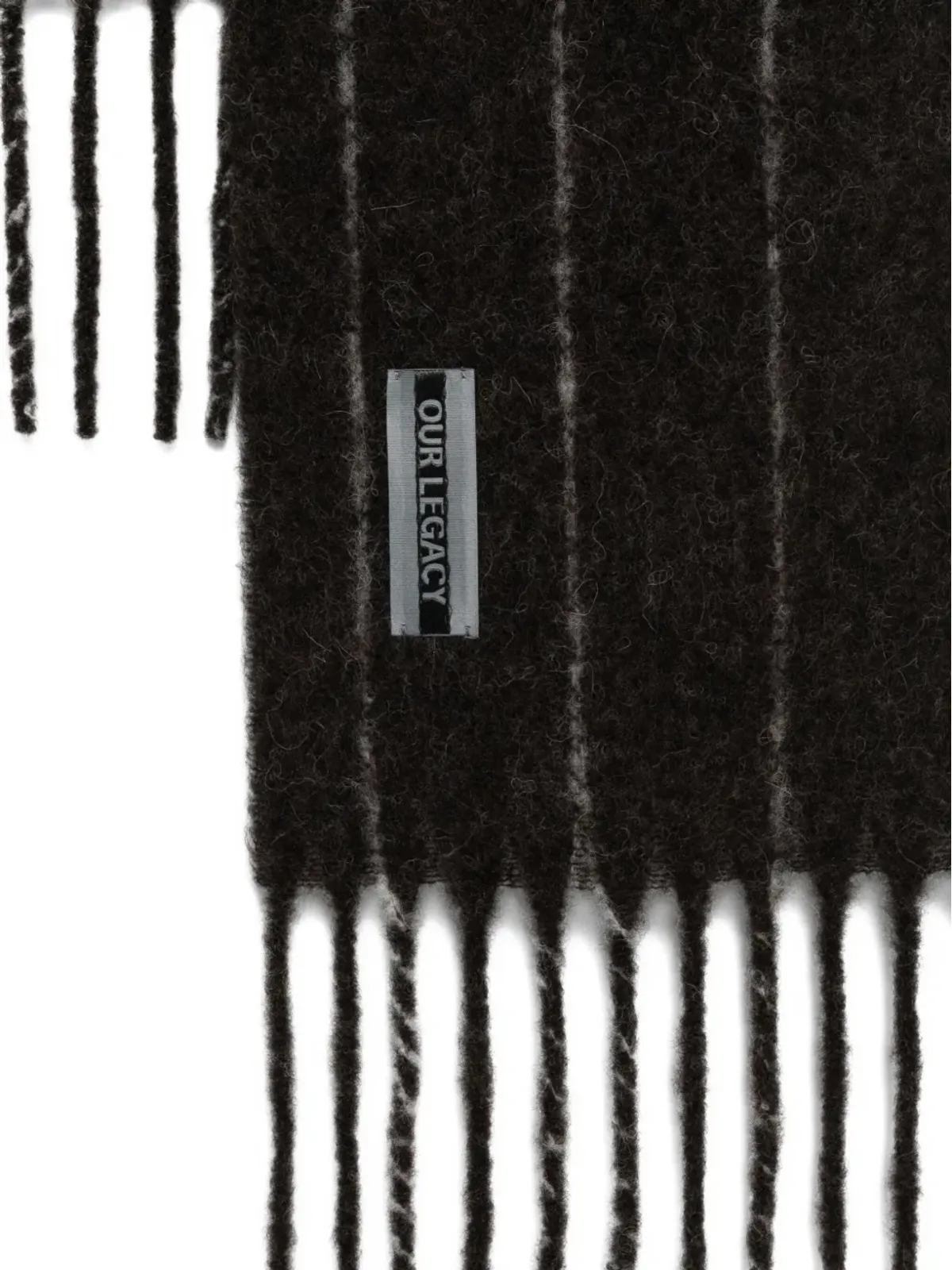 OUR LEGACY pinstriped fringe scarf - Brown - 画像3