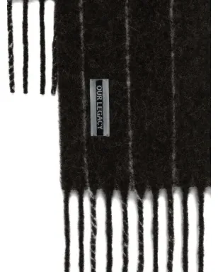 OUR LEGACY pinstriped fringe scarf - Brown - サムネイル3