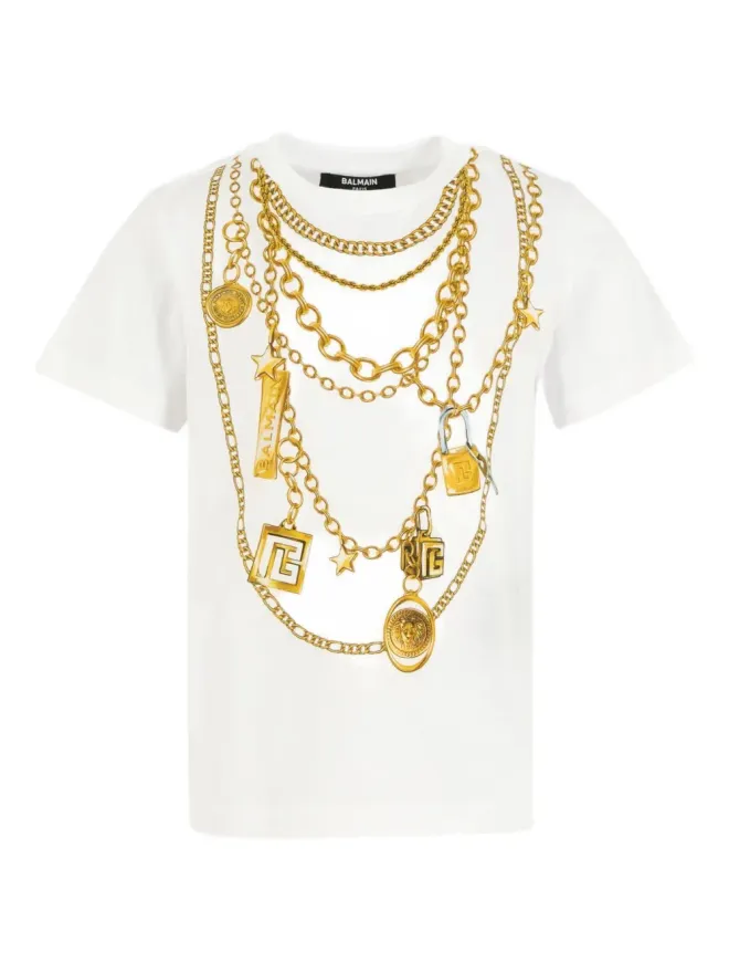 Balmain Kids Balmain Kids チェーンプリントTシャツの商品画像