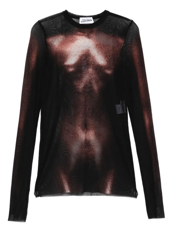 Jean Paul Gaultier Jean Paul Gaultier ボディプリント メッシュトップの商品画像