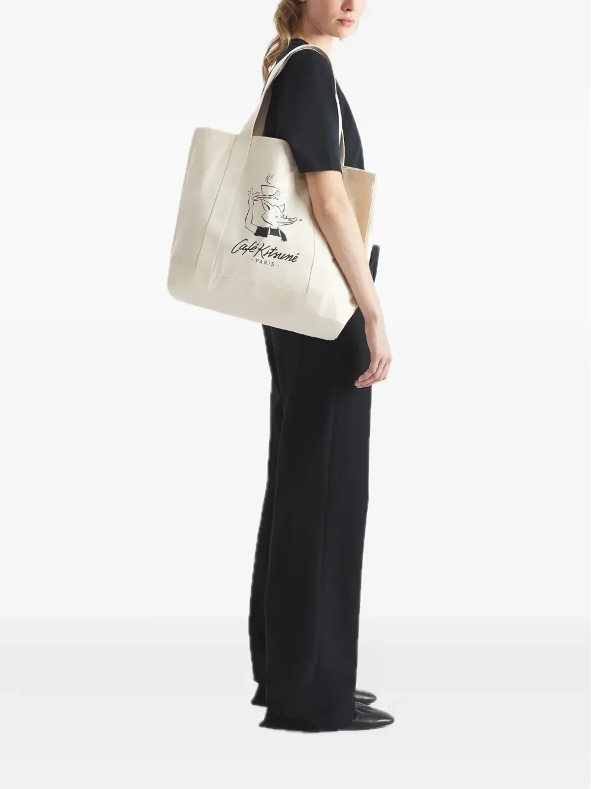 CAFÉ KITSUNÉ Barista Fox print tote bag - 画像2