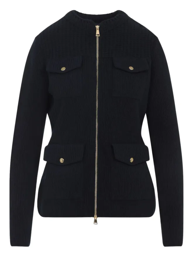 Moncler Moncler リブ編みジップフロントのフィットジャケットの商品画像