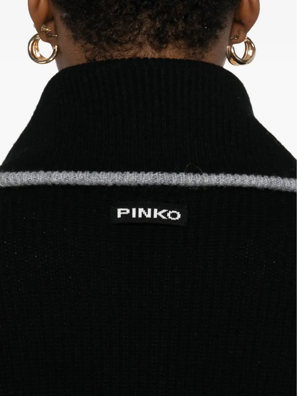 PINKO ジップフロント リブ編みニットセーター - 画像5