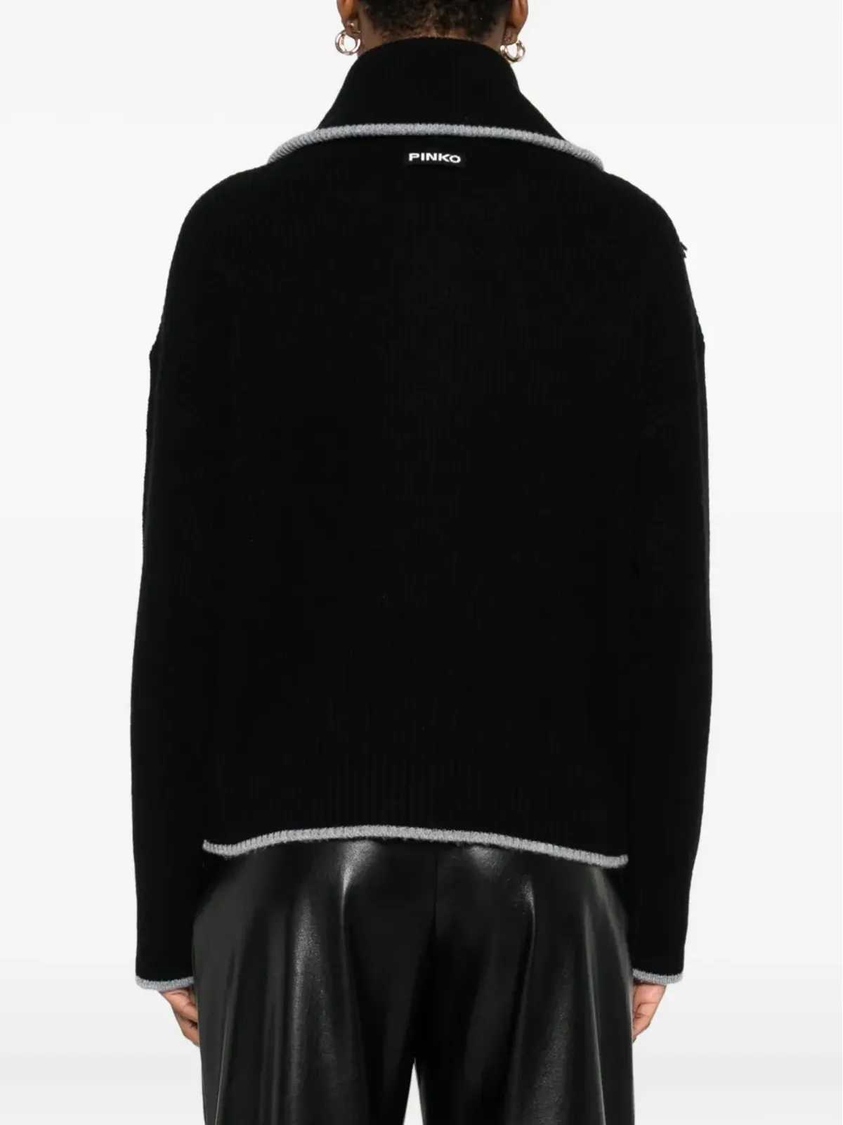 PINKO ジップフロント リブ編みニットセーター - 画像4