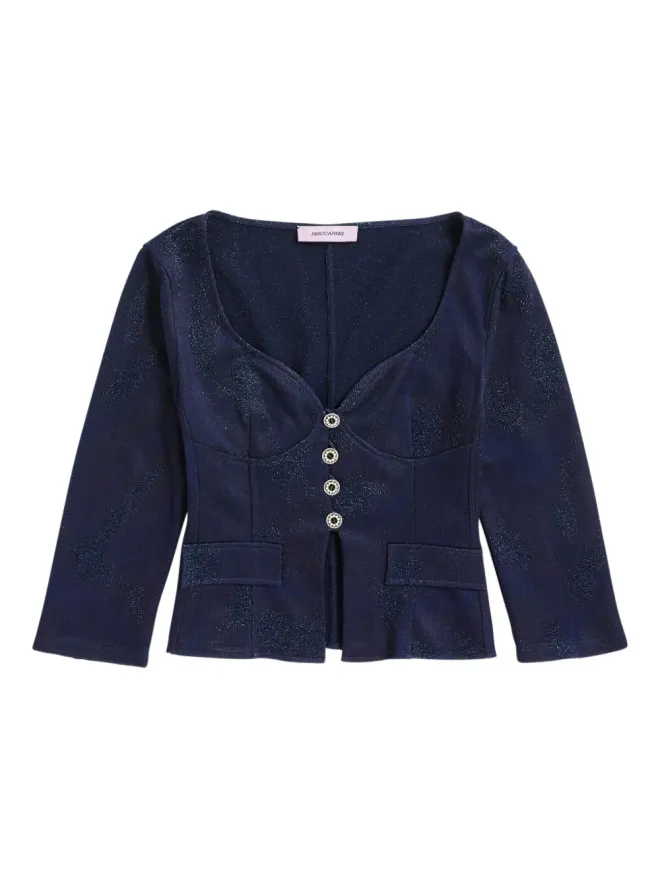 Maccapani Maccapani Vinnie button-detailed structured top - Blueの商品画像