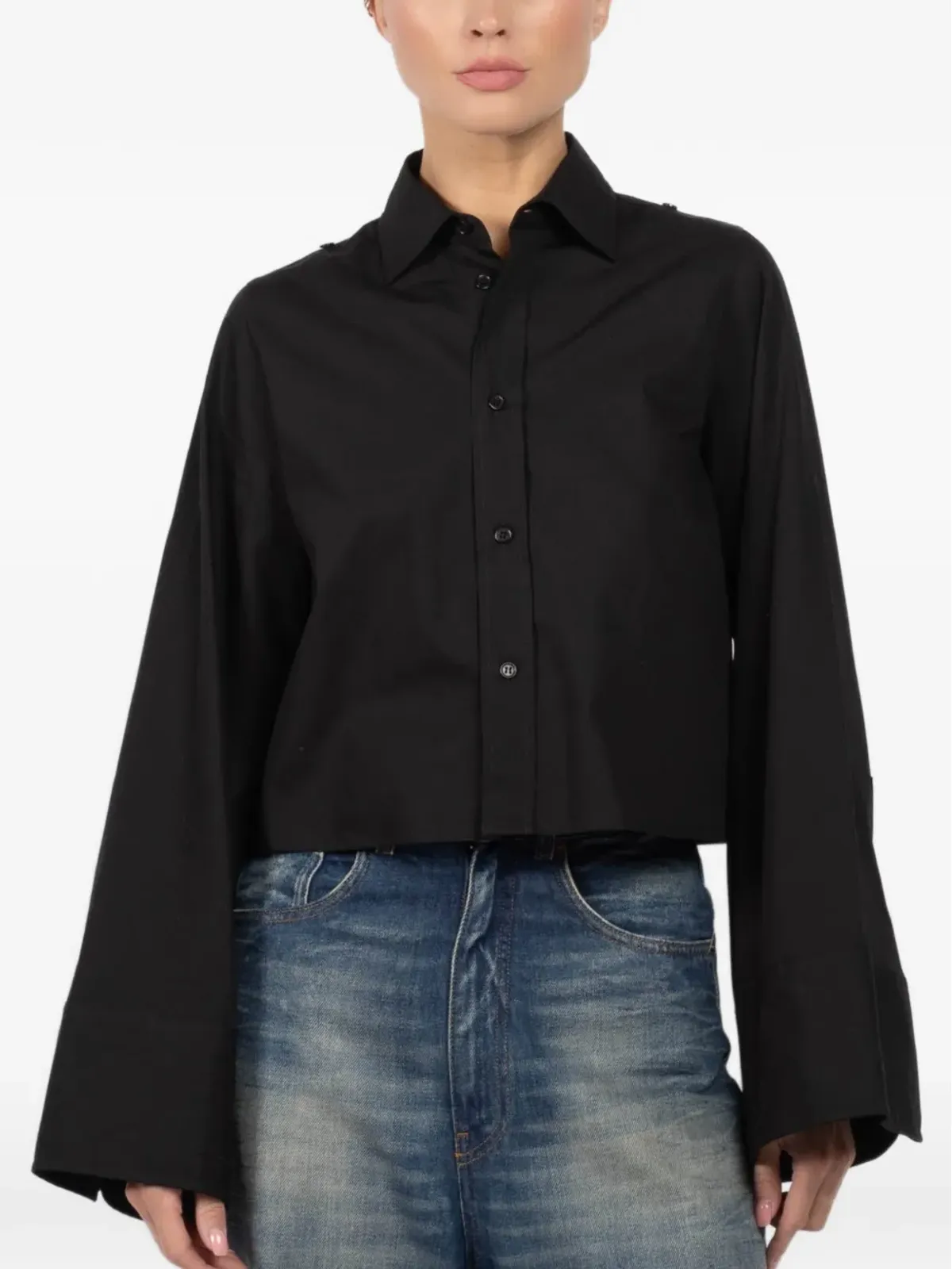 MM6 Maison Margiela ベルスリーブクロップドシャツ - 画像1