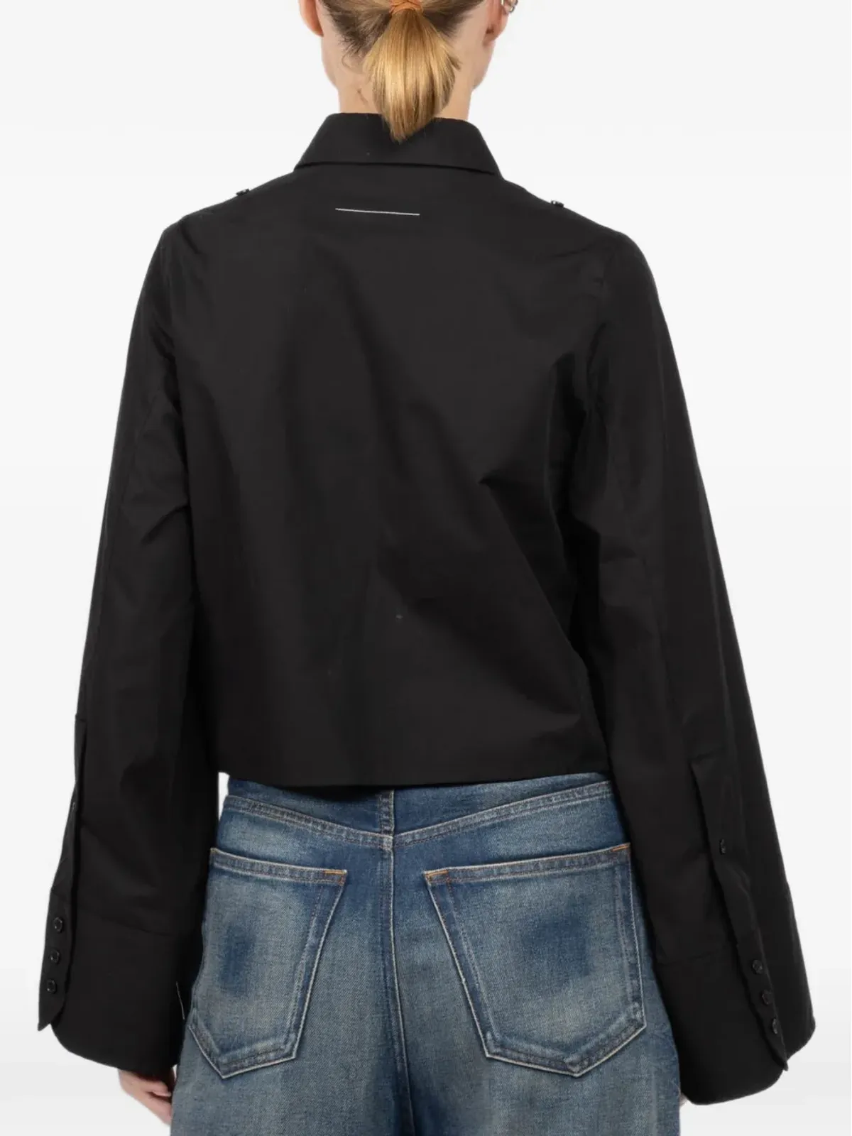MM6 Maison Margiela ベルスリーブクロップドシャツ - 画像5