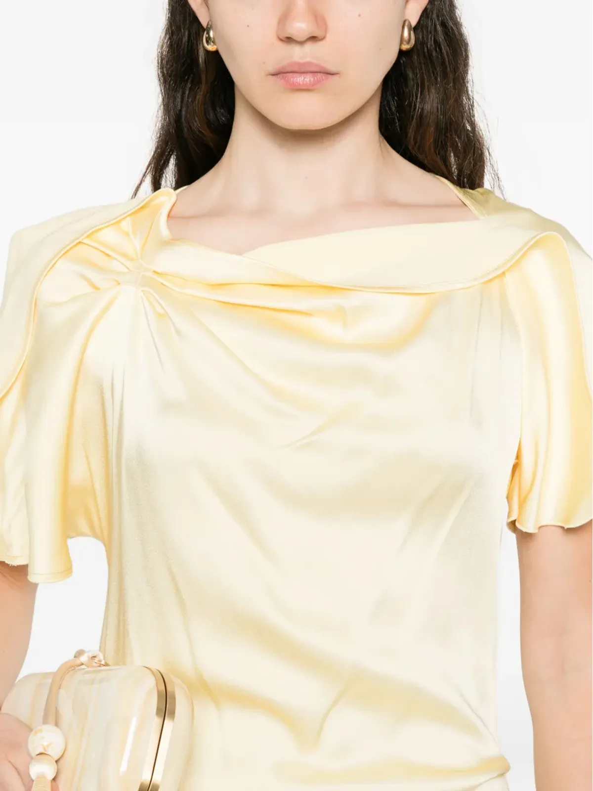 Victoria Beckham ドレープカウルネックドレス（イエロー） - 画像5