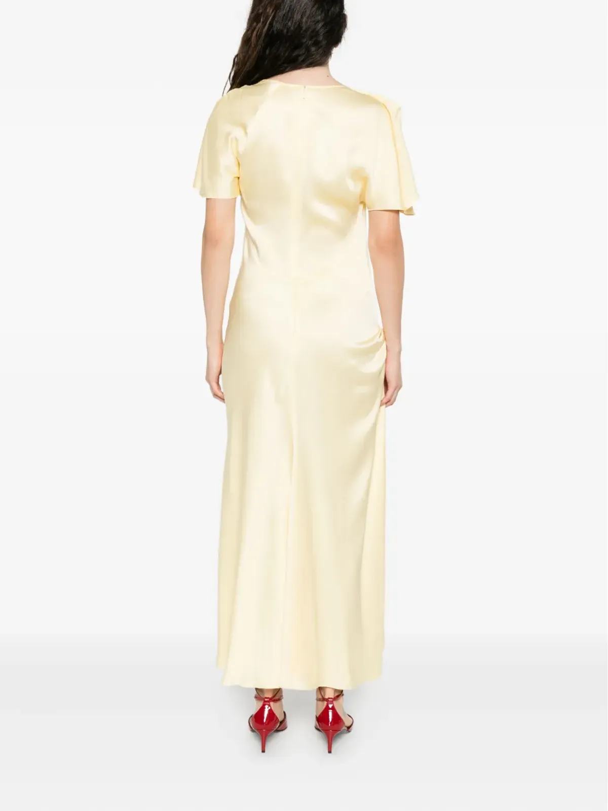 Victoria Beckham ドレープカウルネックドレス（イエロー） - 画像4