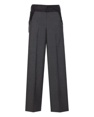 sacai チェック柄バックルパンツ - グレー - サムネイル1