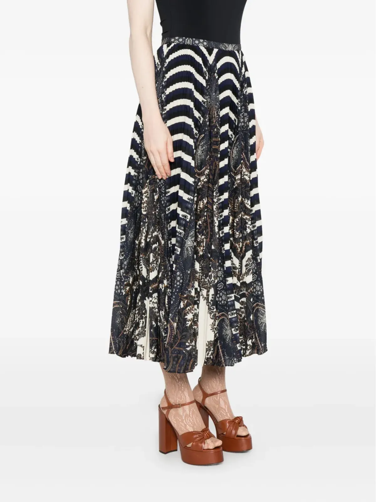 Ulla Johnson ペイズリーストライプ柄プリーツスカート - 画像3