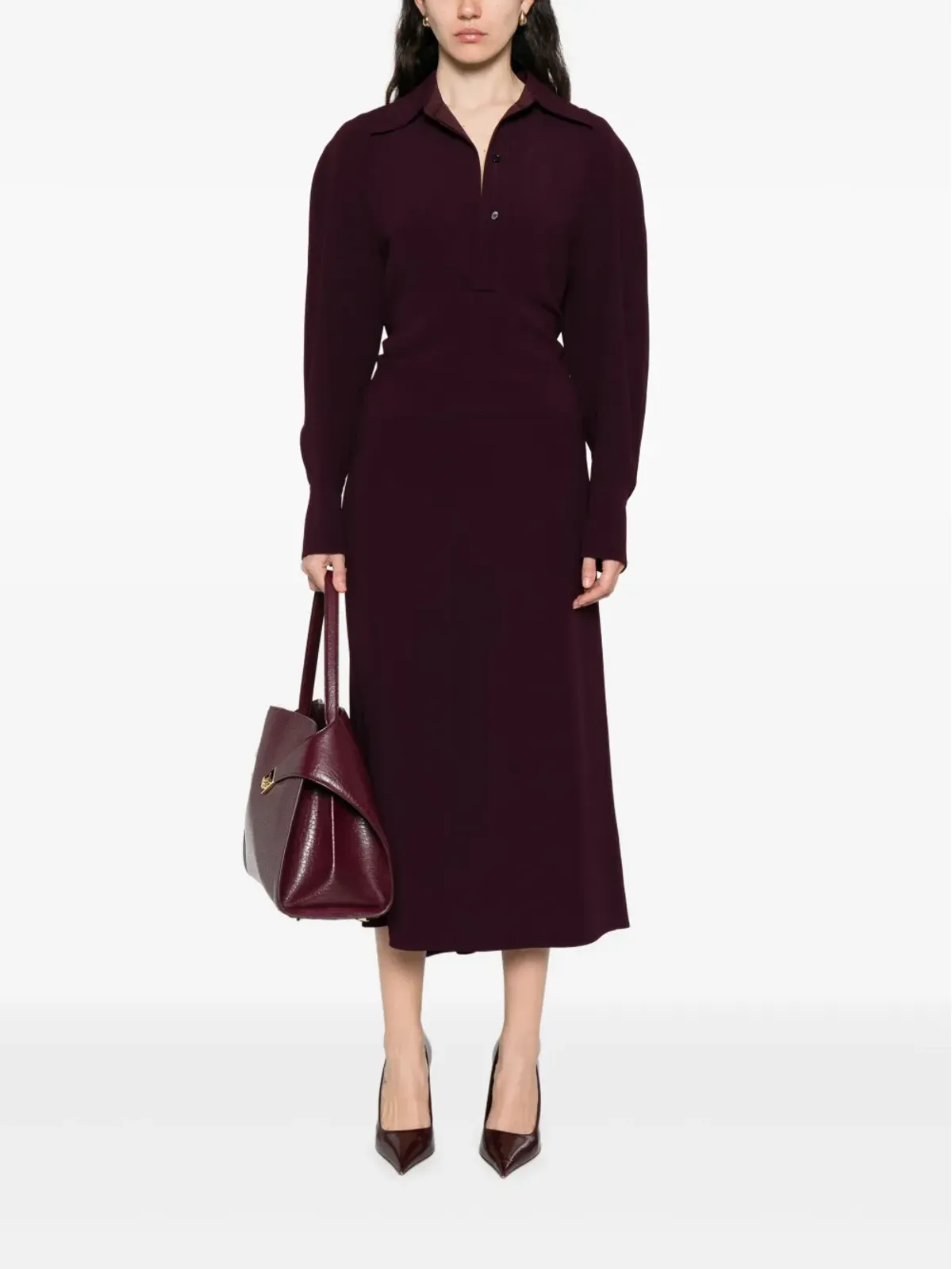 Victoria Beckham パフスリーブ ミディドレス - 画像2
