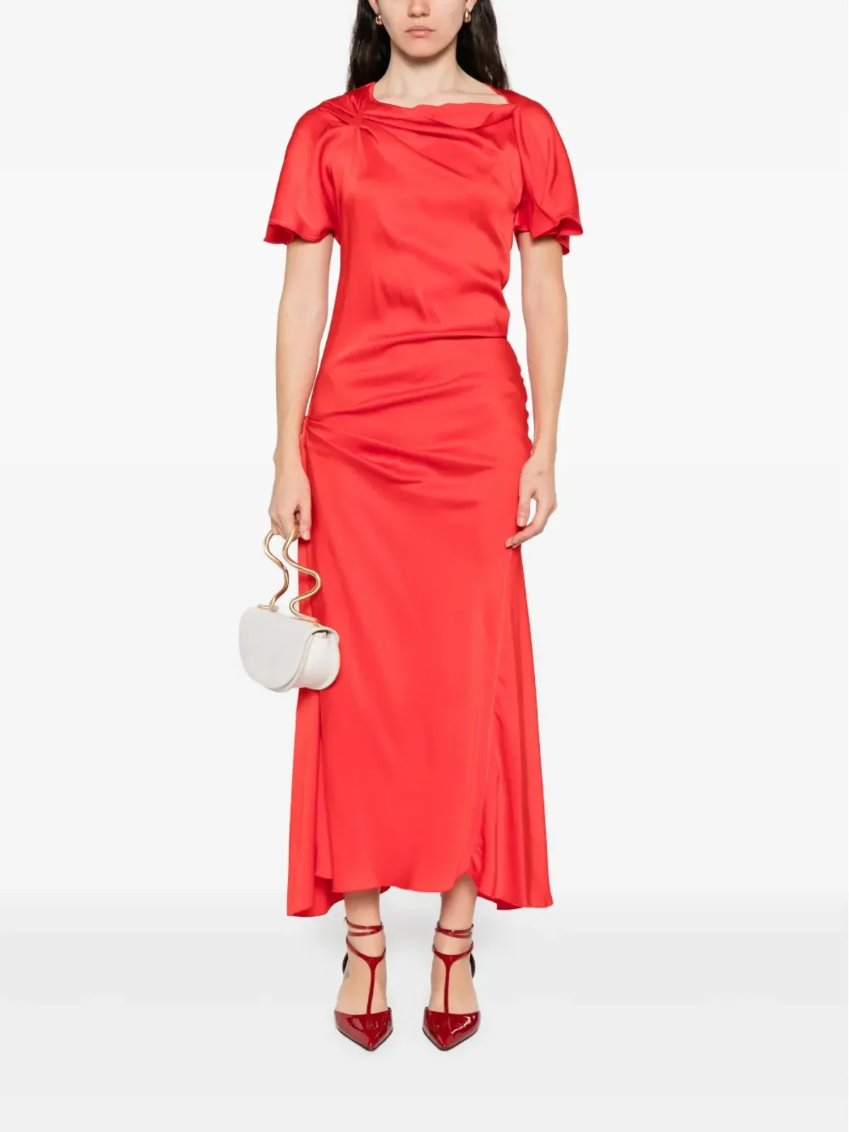 Victoria Beckham ドレープショルダー ミディドレス - 画像2