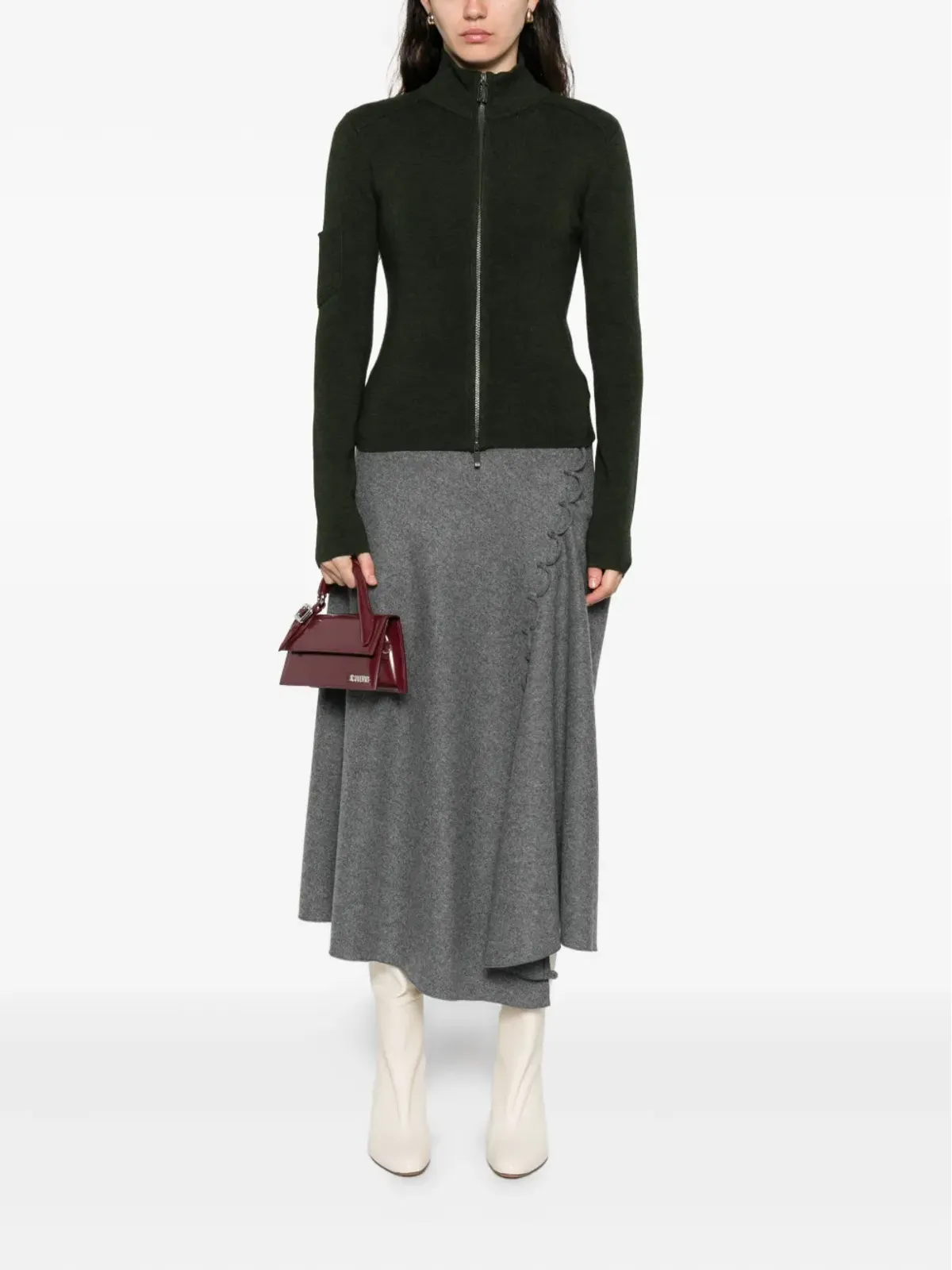 Victoria Beckham ジップフロント パッチポケット カーディガン - 画像2