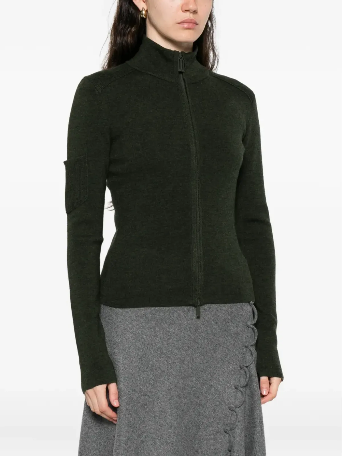 Victoria Beckham ジップフロント パッチポケット カーディガン - 画像3