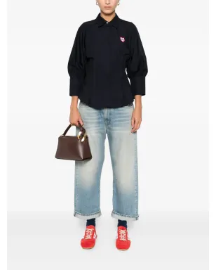PINKO ハートモチーフのパフスリーブトップス - ブラック - サムネイル2