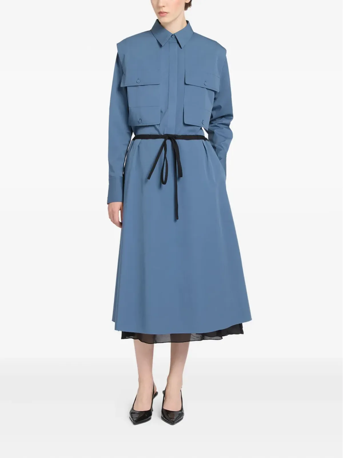 Ports 1961 結びウエスト コットン ミディ丈スカート - 画像2