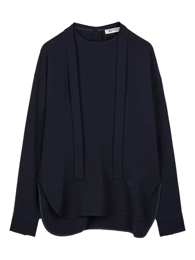 Ports 1961 Ports 1961 タイネック カーブドヘム ブラウスの商品画像