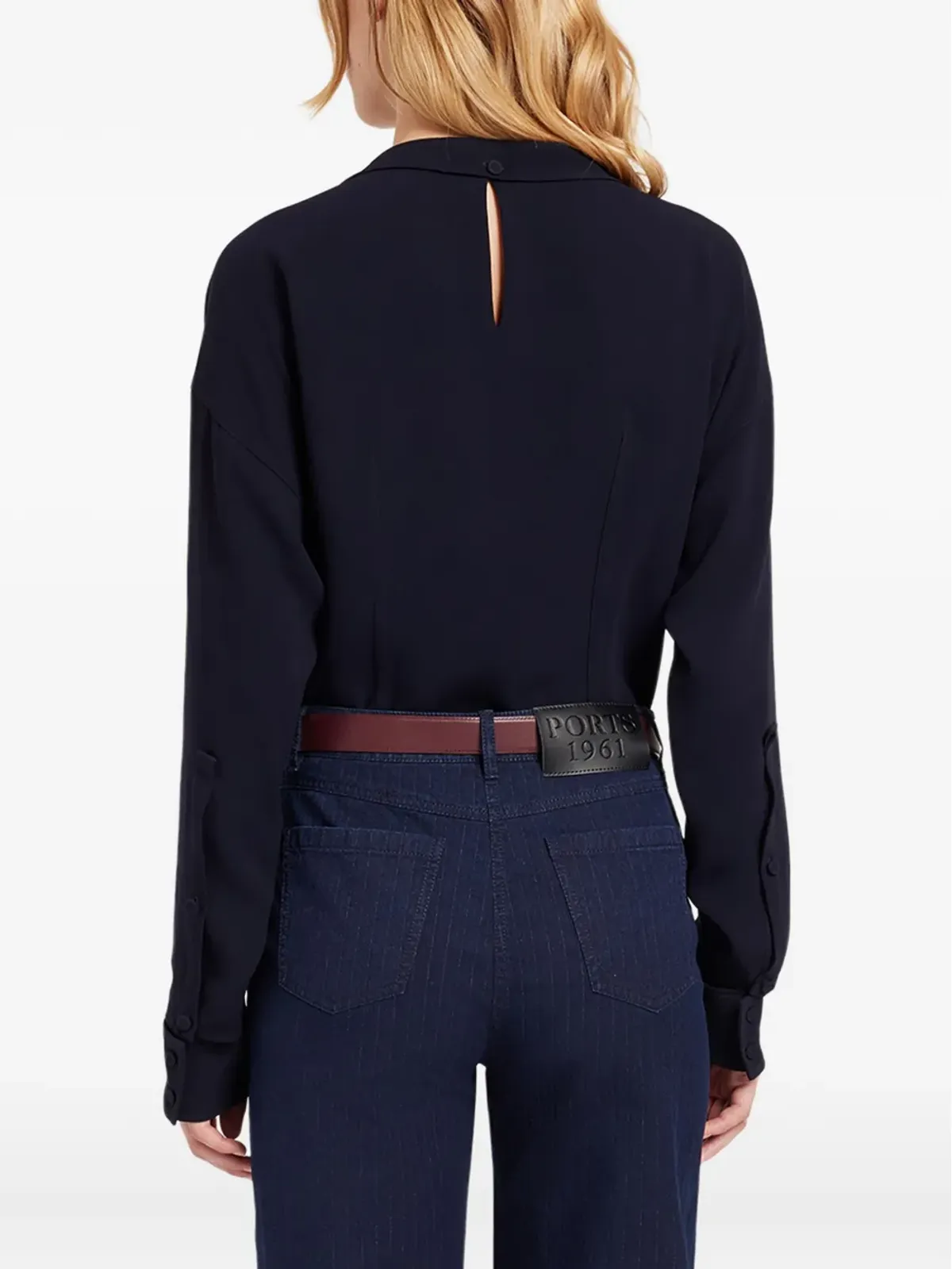 Ports 1961 タイネック カーブドヘム ブラウス - 画像3
