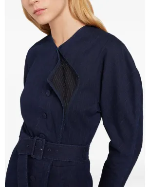 Ports 1961 シックなピンストライプ ベルト付き ミディドレス - サムネイル4