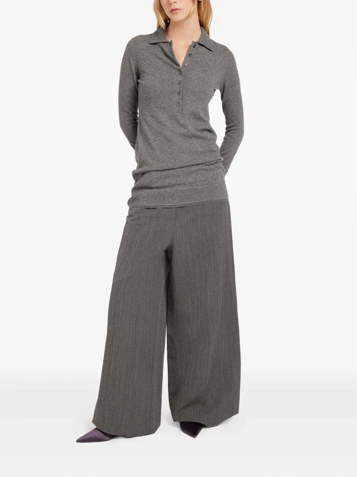Ports 1961 カシミヤポロシャツ グレー - 画像2