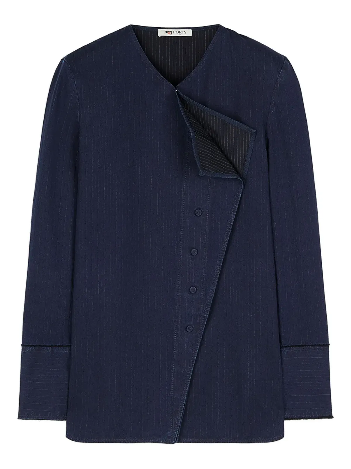 Ports 1961 ピンストライプ アシンメトリック シャツ - 画像1
