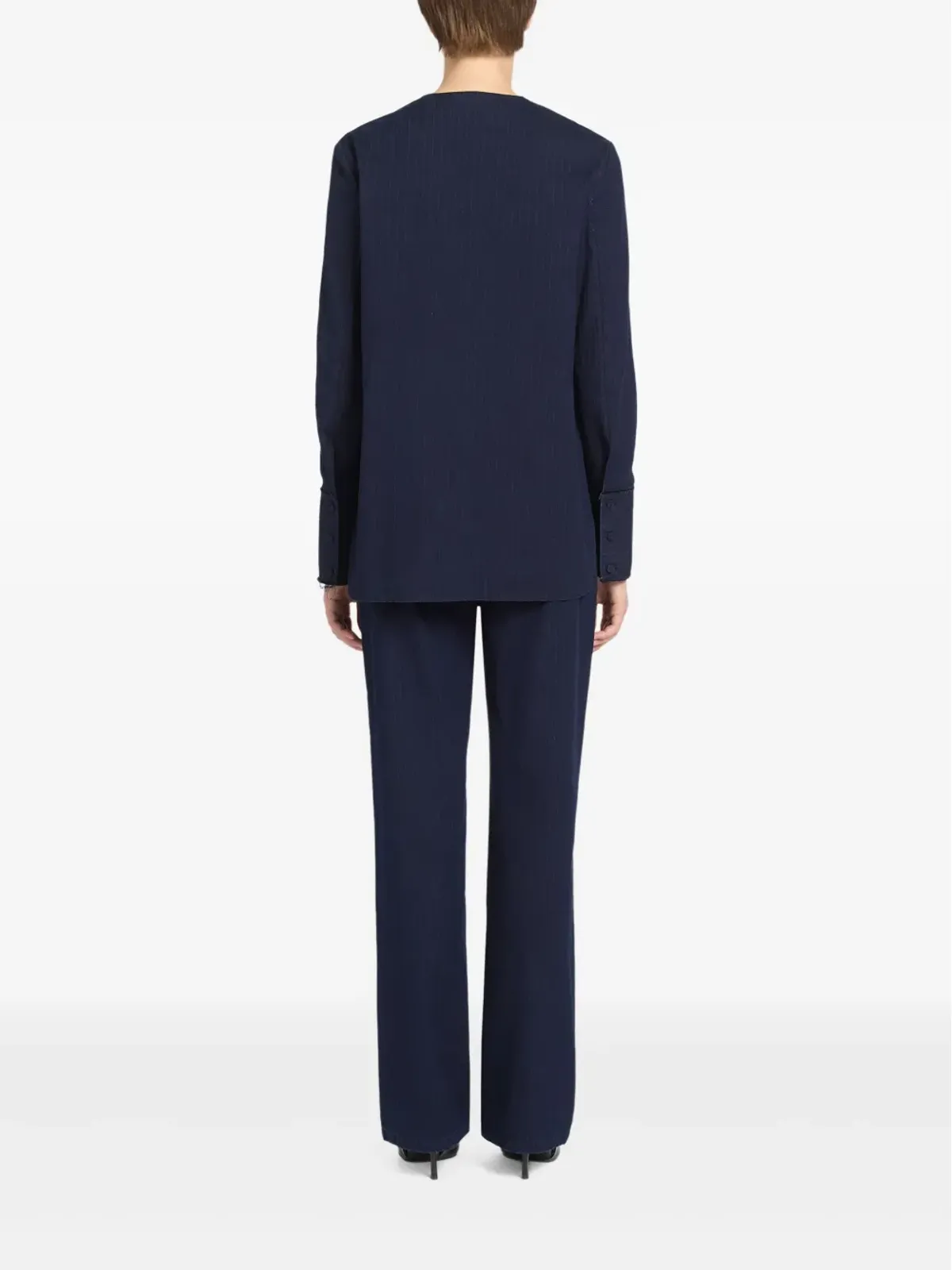 Ports 1961 ピンストライプ アシンメトリック シャツ - 画像3