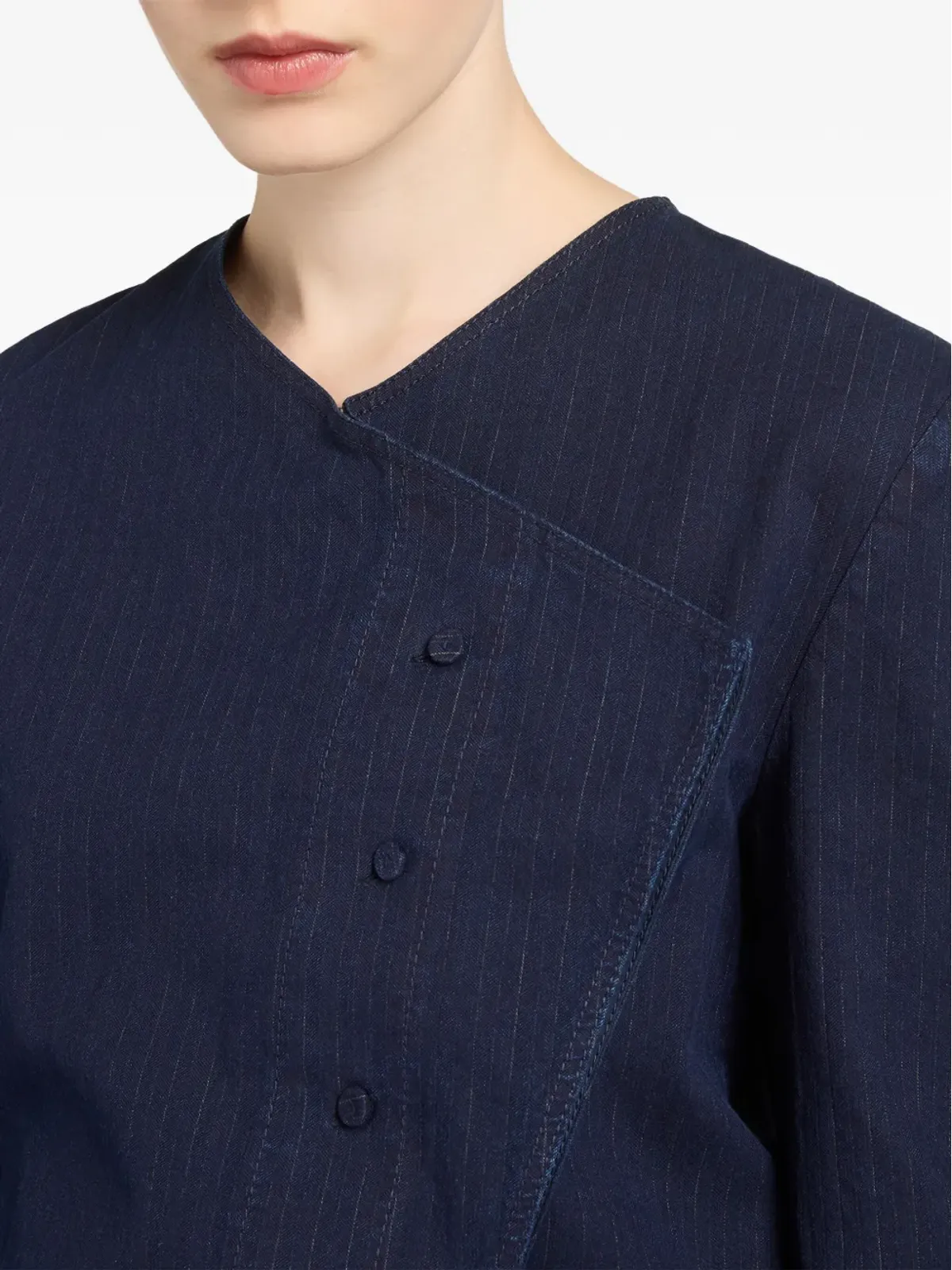 Ports 1961 ピンストライプ アシンメトリック シャツ - 画像4