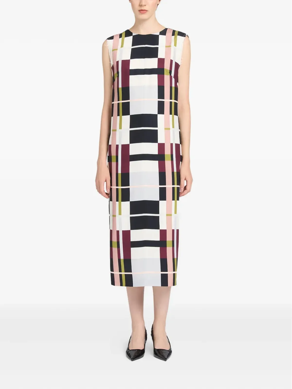 Ports 1961 チェック柄 ノースリーブ ミディドレス - ホワイト - 画像2
