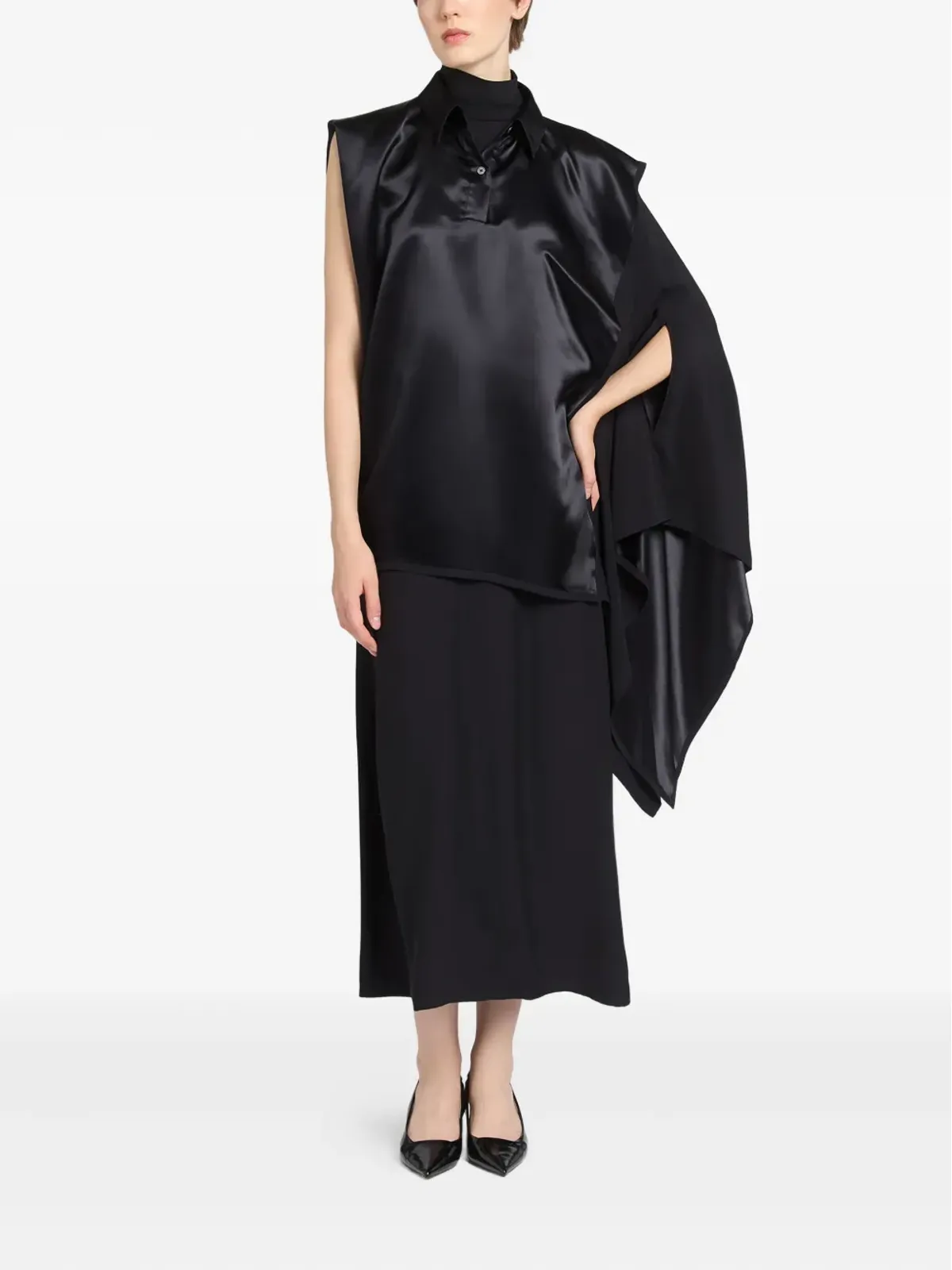 Ports 1961 サテンパネル・ドレープミディドレス - 画像2