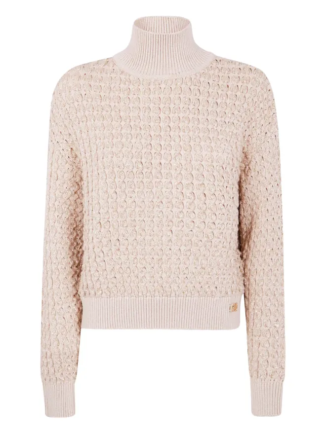 Elisabetta Franchi Elisabetta Franchi ハイネック ブークレニット セーター（クリーム色）の商品画像