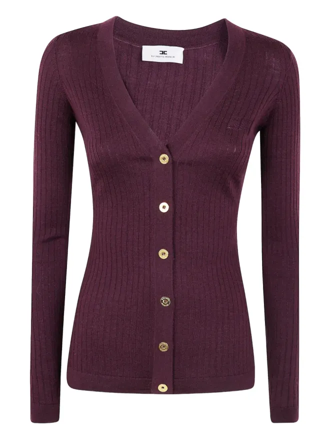 Elisabetta Franchi Elisabetta Franchi リブ編みのゴールドボタンカーディガンの商品画像
