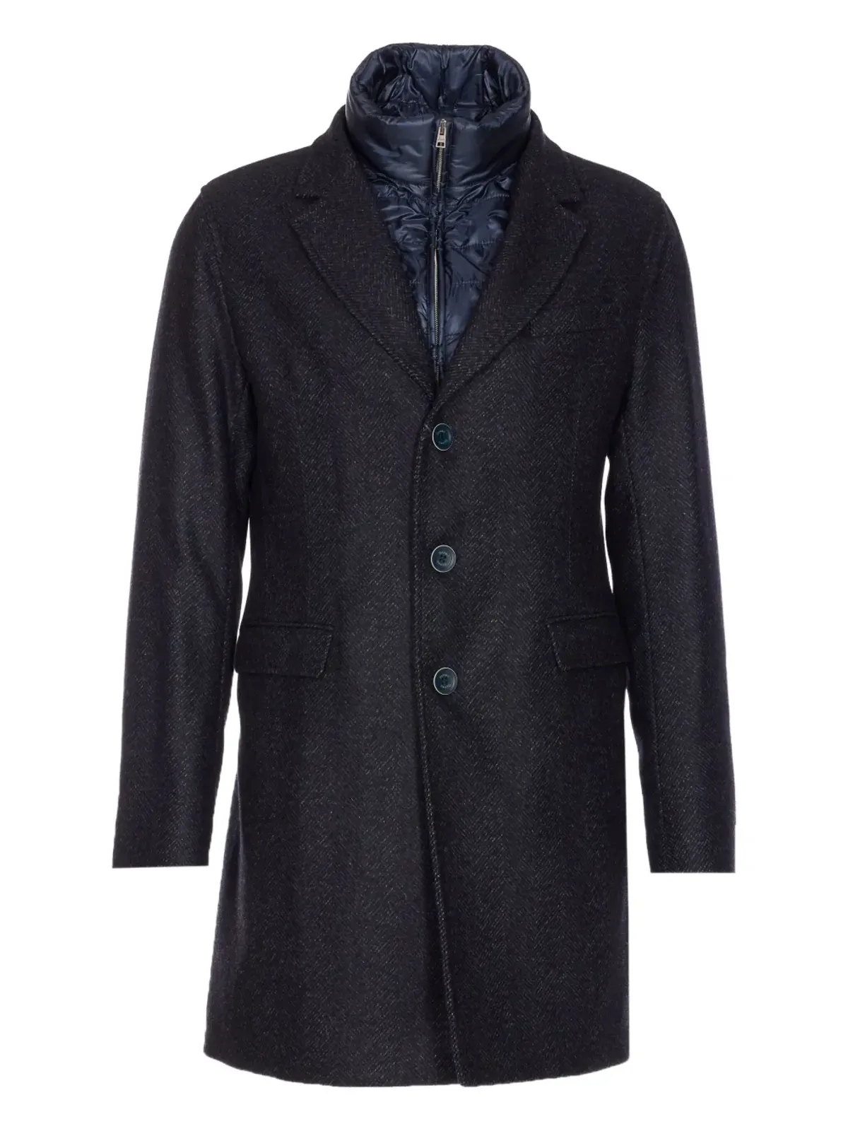 Herno ヘリンボーン シングルブレストコート ブルー - 画像1