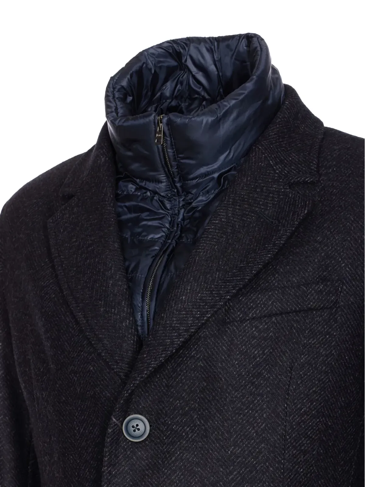 Herno ヘリンボーン シングルブレストコート ブルー - 画像3