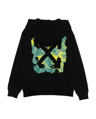 Off-White Kids ジップアップ グラフィックフーディー - ブラック - サムネイル2