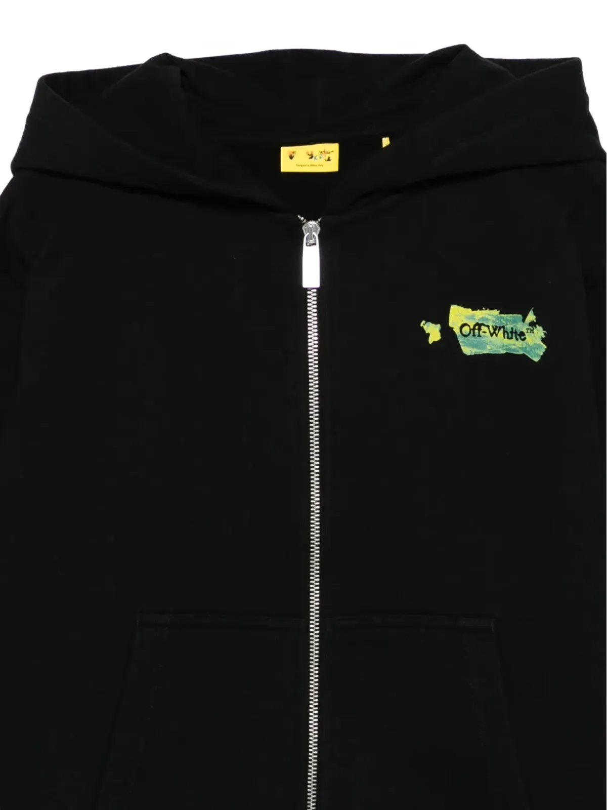 Off-White Kids ジップアップ グラフィックフーディー - ブラック - 画像3