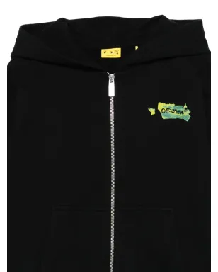 Off-White Kids ジップアップ グラフィックフーディー - ブラック - サムネイル3