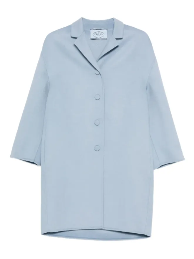 Prada Prada ボタン留めの襟付きコート - ブルーの商品画像
