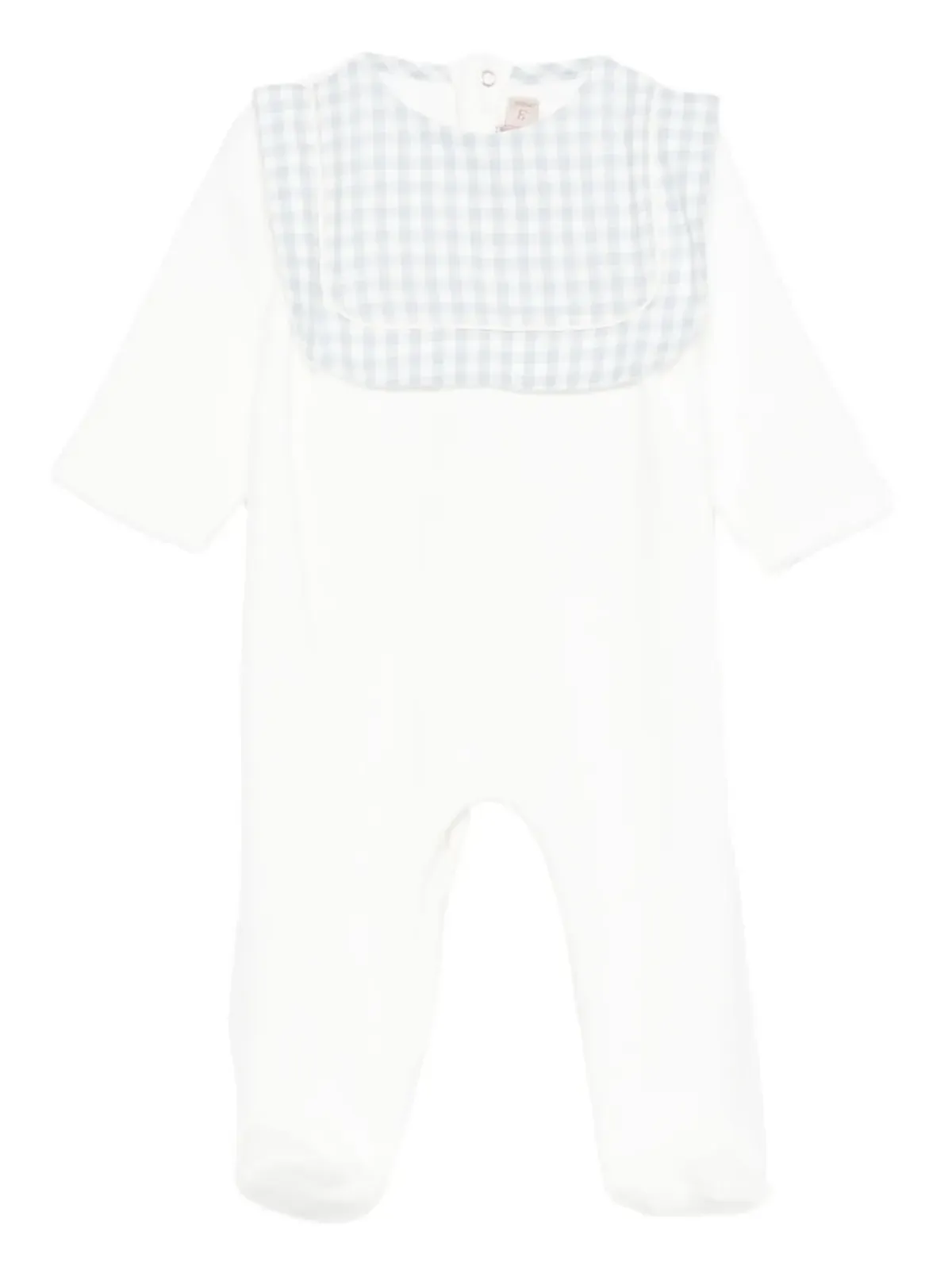 La Stupenderia ギンガムパネル入りベビーロンパース - White - 画像1
