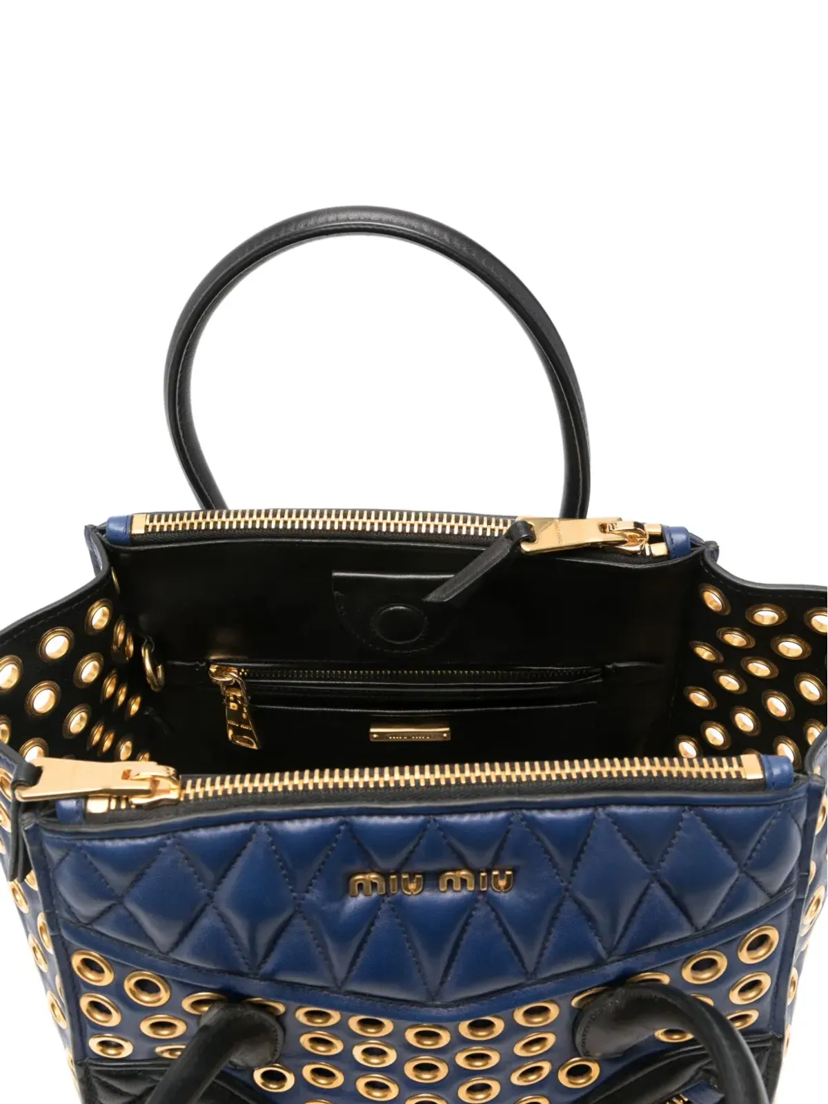 Miu Miu パネルドキルテッド アイレットディテール トートバッグ - 画像5