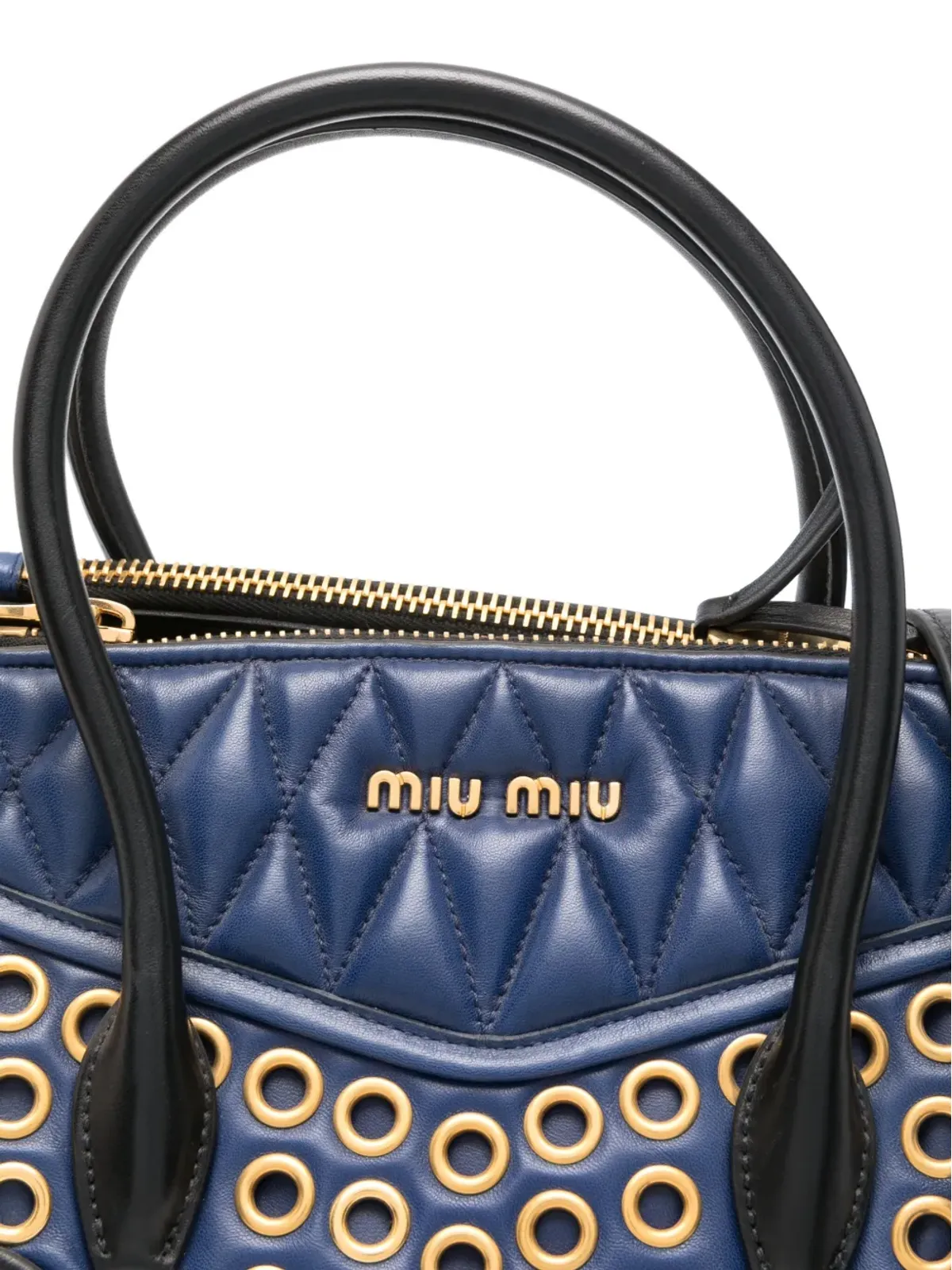 Miu Miu パネルドキルテッド アイレットディテール トートバッグ - 画像4