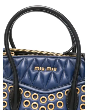 Miu Miu パネルドキルテッド アイレットディテール トートバッグ - サムネイル4