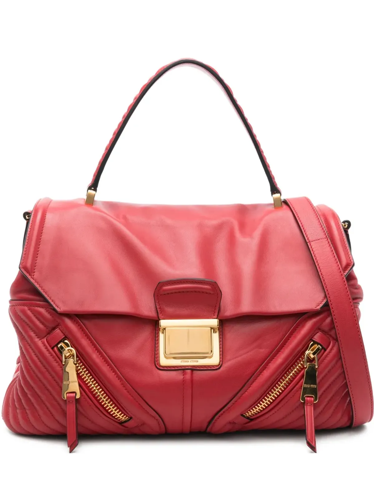 Miu Miu ジップファスナー付き キルティング トートバッグ - レッド - 画像1