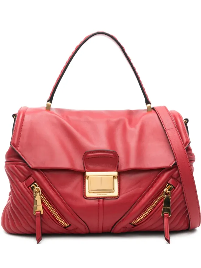 Miu Miu Miu Miu ジップファスナー付き キルティング トートバッグ - レッドの商品画像