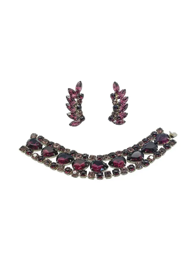 Jennifer Gibson Jewellery Jennifer Gibson Jewellery ビンテージ 1950年代 アメジスト装飾 ブレスレットとイヤリング - シルバーの商品画像