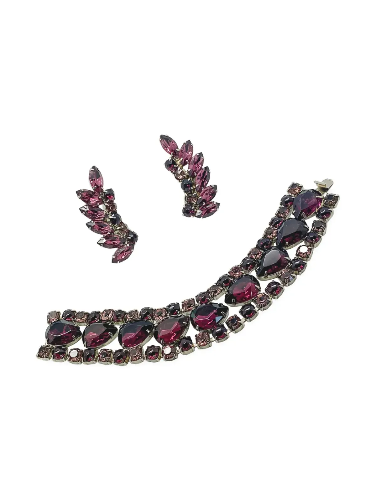 Jennifer Gibson Jewellery ビンテージ 1950年代 アメジスト装飾 ブレスレットとイヤリング - シルバー - 画像2