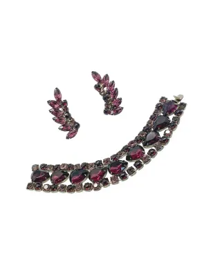Jennifer Gibson Jewellery ビンテージ 1950年代 アメジスト装飾 ブレスレットとイヤリング - シルバー - サムネイル2