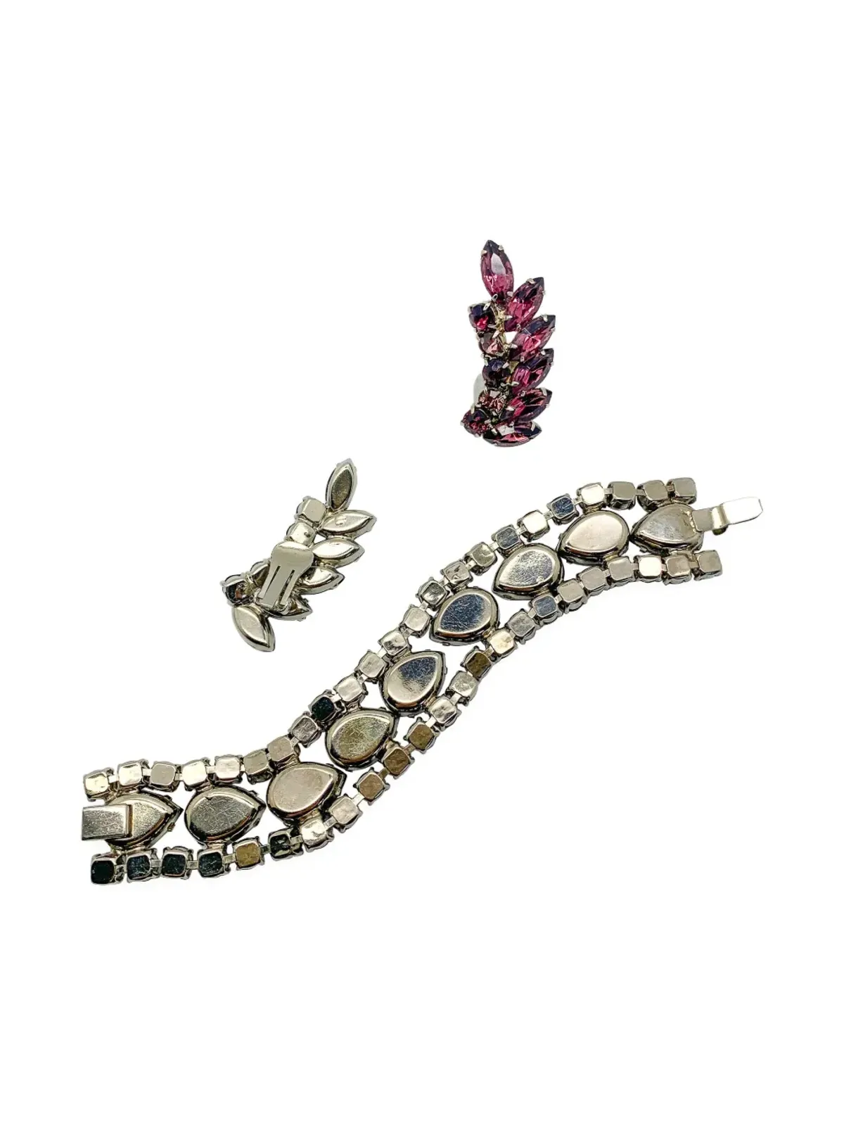 Jennifer Gibson Jewellery ビンテージ 1950年代 アメジスト装飾 ブレスレットとイヤリング - シルバー - 画像4