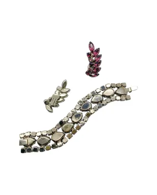 Jennifer Gibson Jewellery ビンテージ 1950年代 アメジスト装飾 ブレスレットとイヤリング - シルバー - サムネイル4