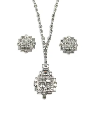 Christian Dior Pre-Owned 1970年代アールデコ ペンダントネックレスとイヤリング セット - シルバー - サムネイル2